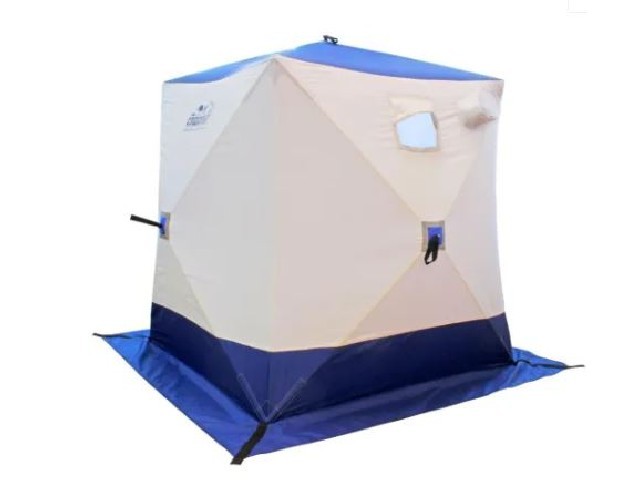 Палатка зимняя куб СЛЕДОПЫТ 1,8 х1,8 м, Oxford 240D PU 1000, 3-местная ,цв. бело-синий (Уценка)PF-TW